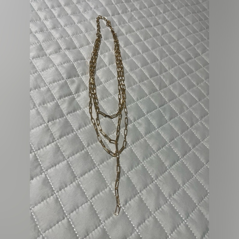 BaubleBar 3 Strand Chain Gold Tone Necklace